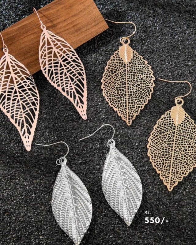 Golden Aura Filigree Leaf Earrings – Delicate Laser-Cut Statement Dangles