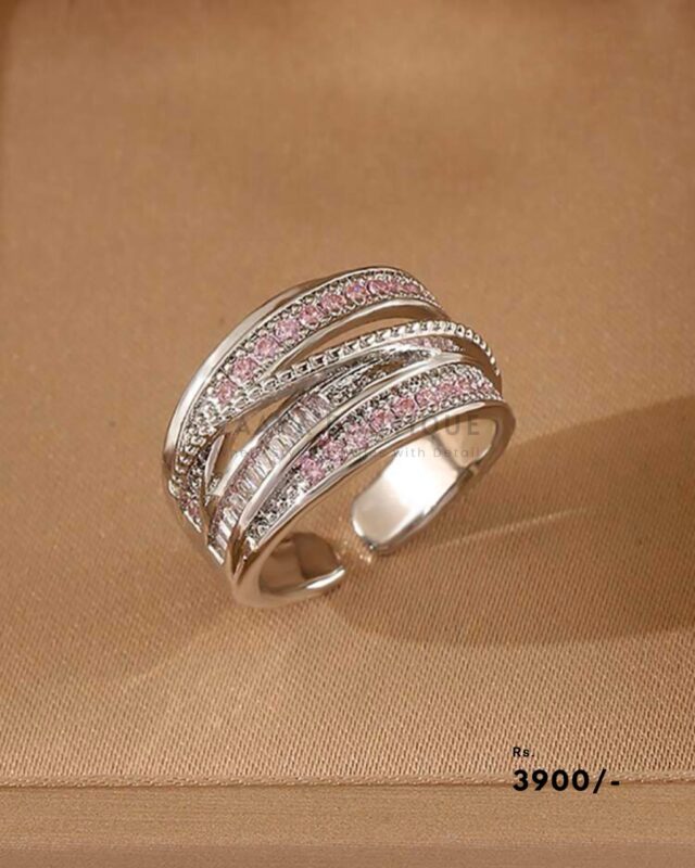 Silver-Plated Ring with Pink Stone 3
