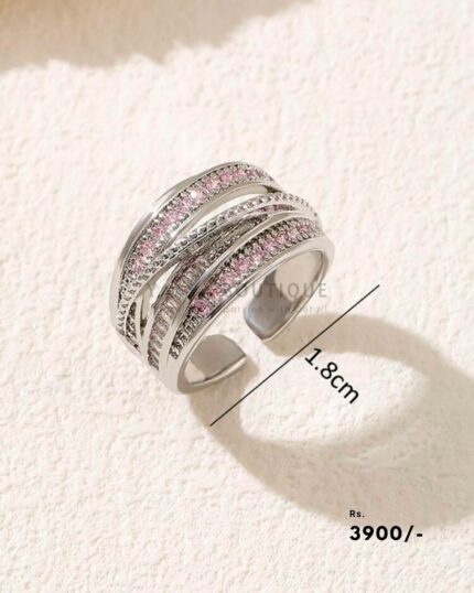 Silver-Plated Ring with Pink Stone 2